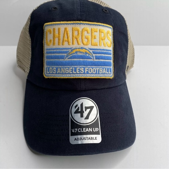 '47 Brand Clean Up Los Angeles Chargers Trucker Black SnapBack Hat Adjustable - Picture 2 of 6